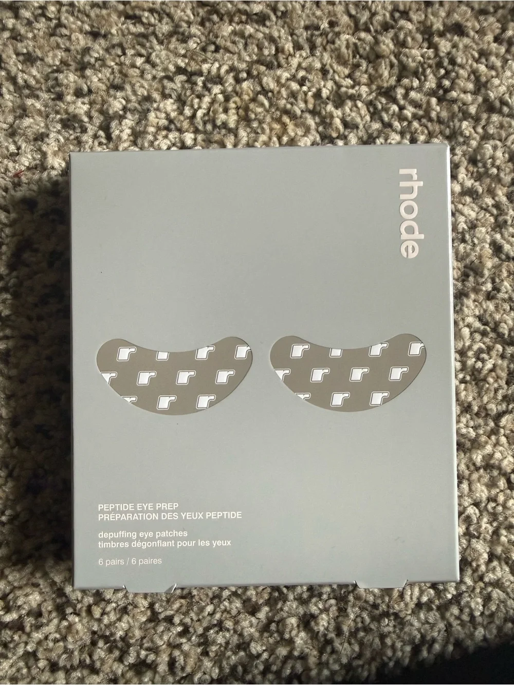 RHODE Light Gray Padded Travel Pouch with Pink tattoos & Gray Eye Patches
